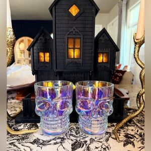 Skull Iridescent Set of 2 Mugs NEW Pair